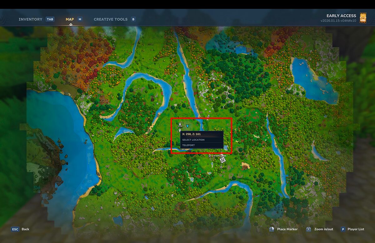 初期スポーンの座標