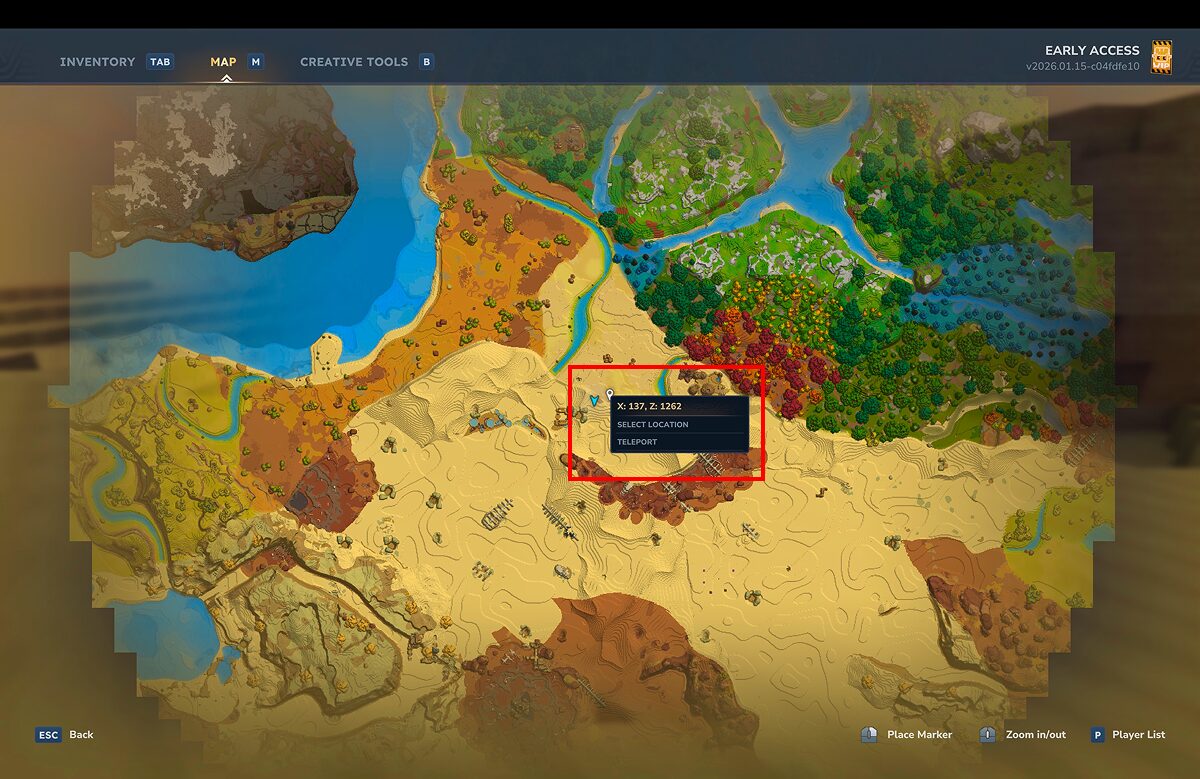 砂漠が見つかった時の座標