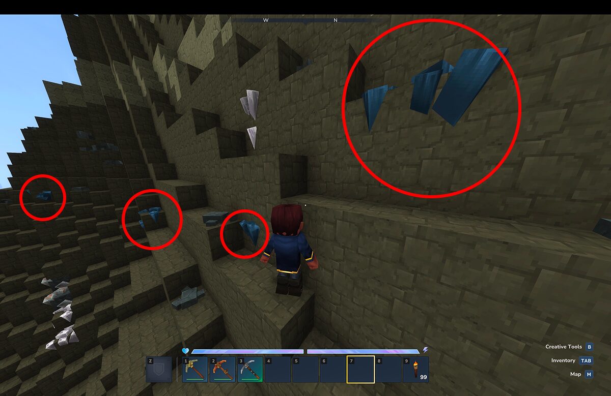 コバルト原石が埋まっている様子