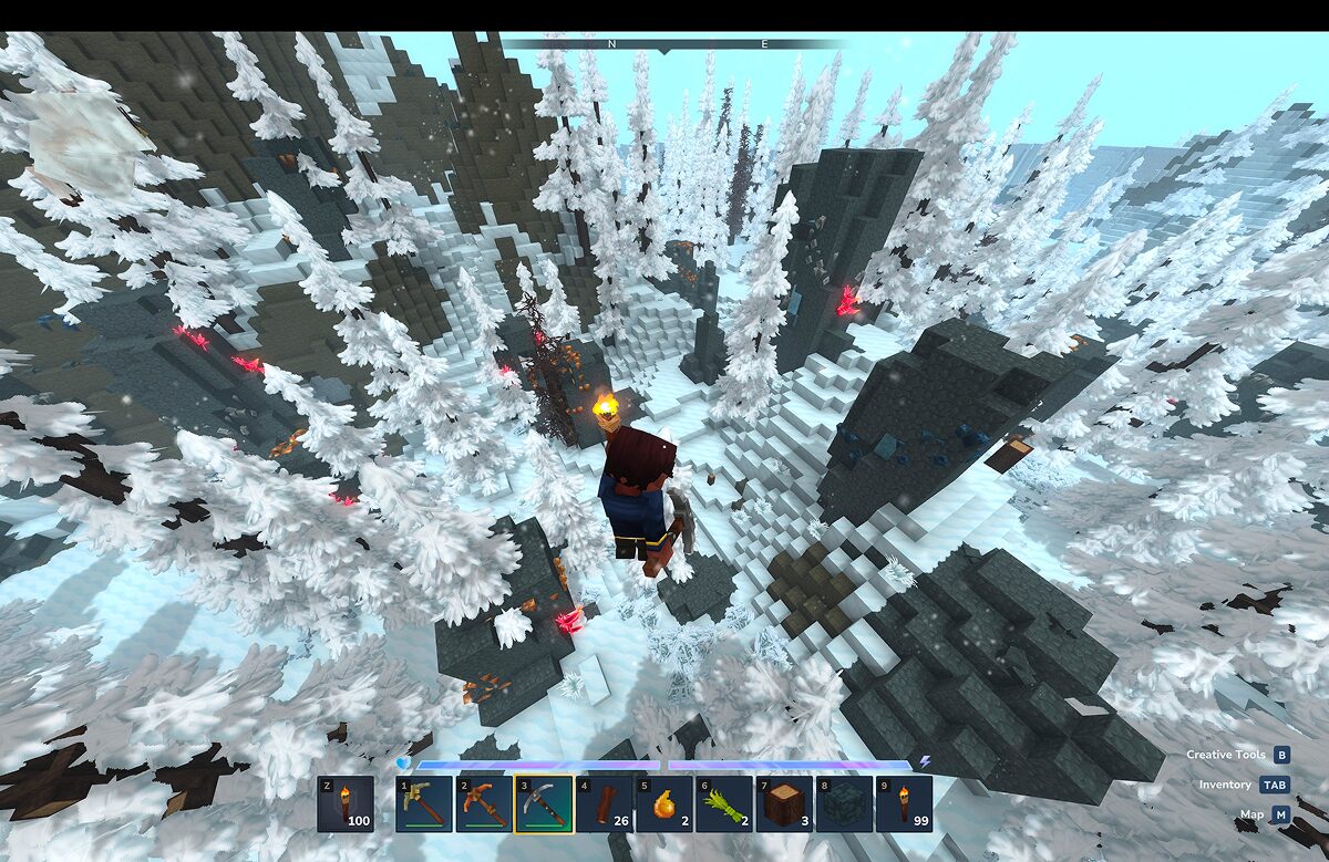 鉱石の塔が連なっている様子