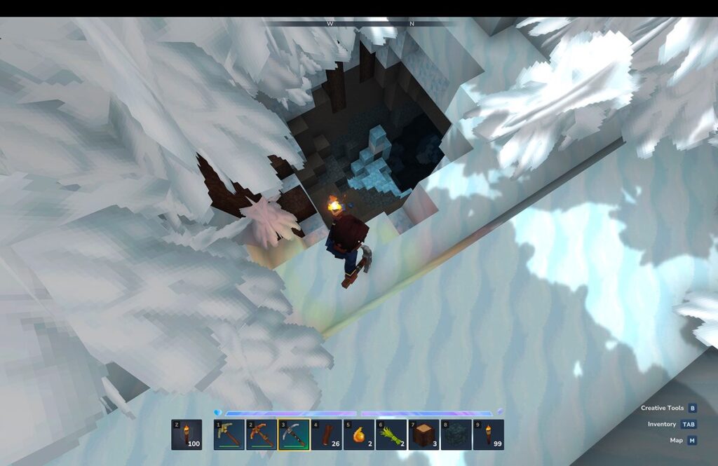 雪原エリアの地下空洞入り口