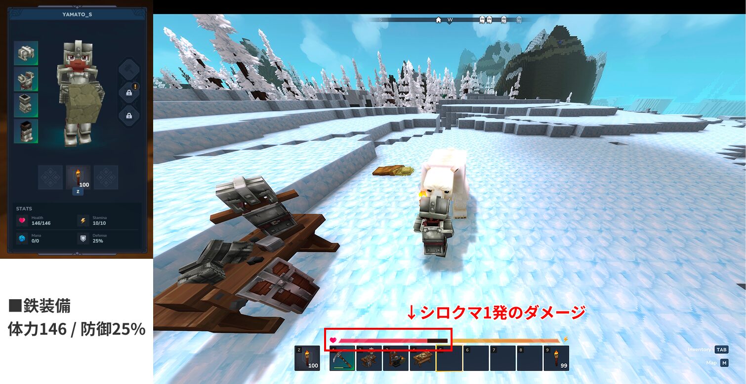 鉄装備 体力146 / 防御25%