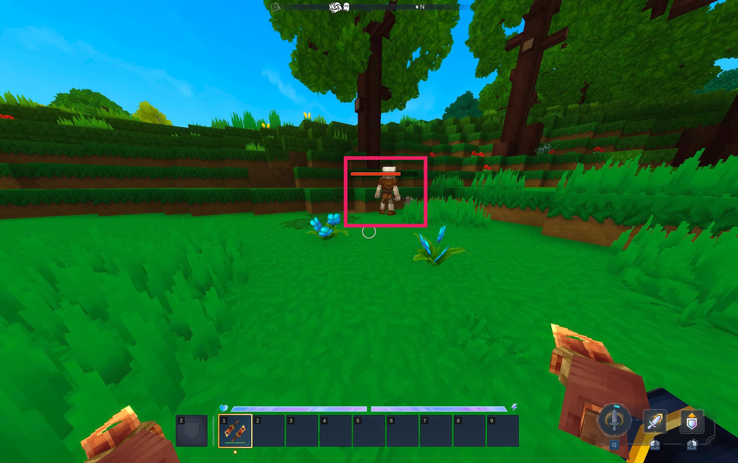 モブにダメージが入ると体力バーが表示される