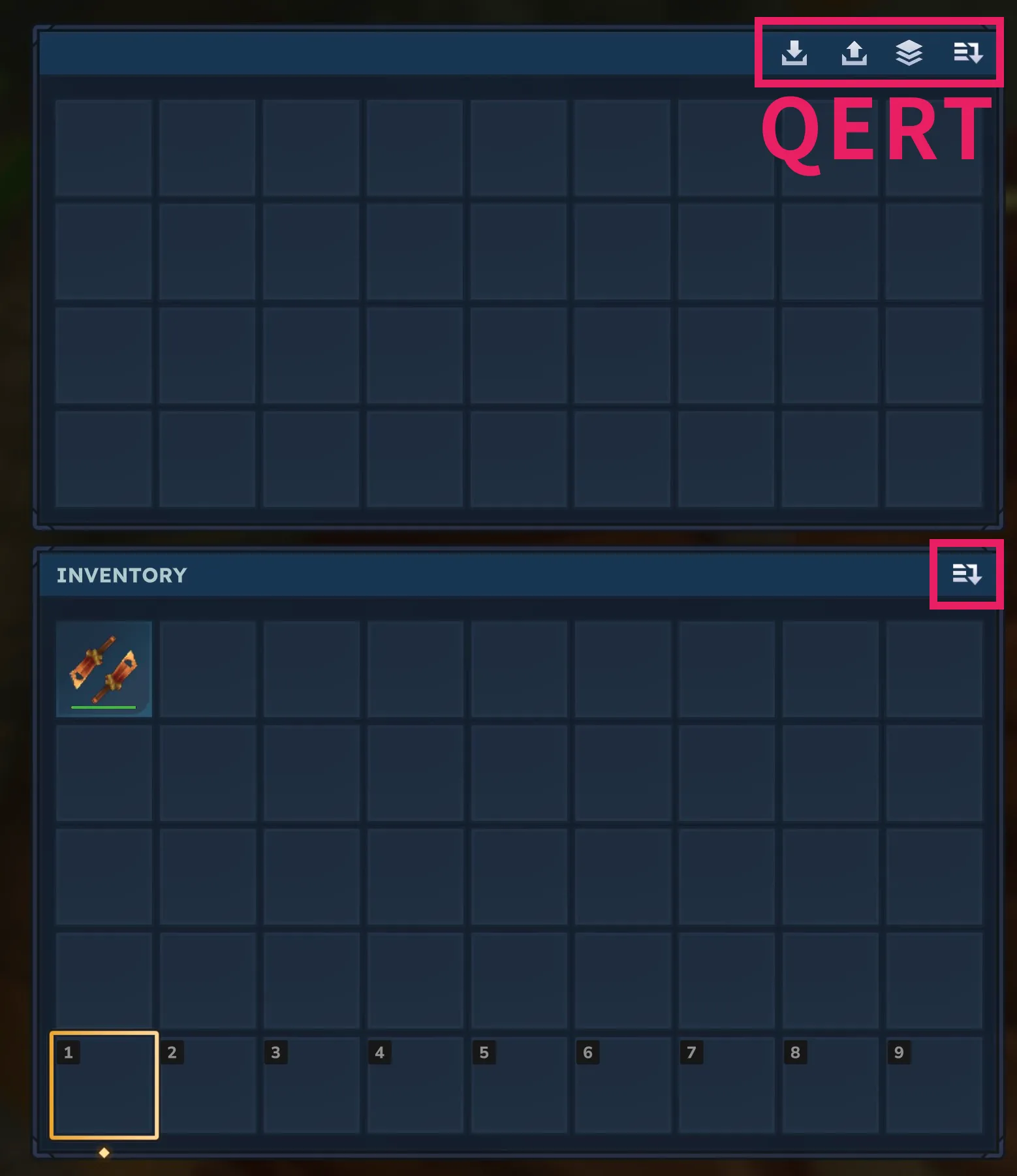 チェストやインベントリーには一括ソート機能がある