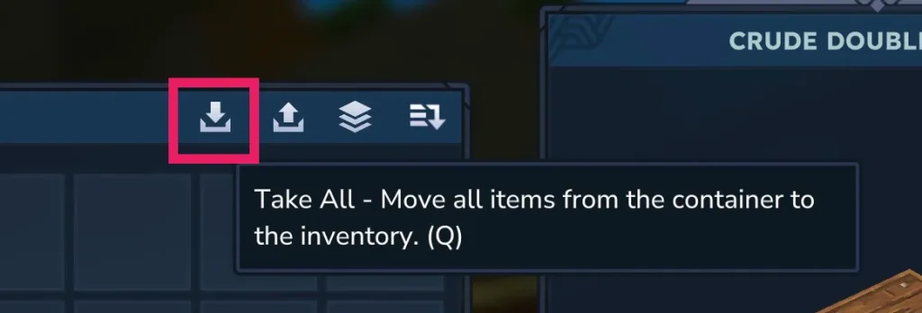 チェスト内のアイテムをすべてインベントリへ移動する（Q）