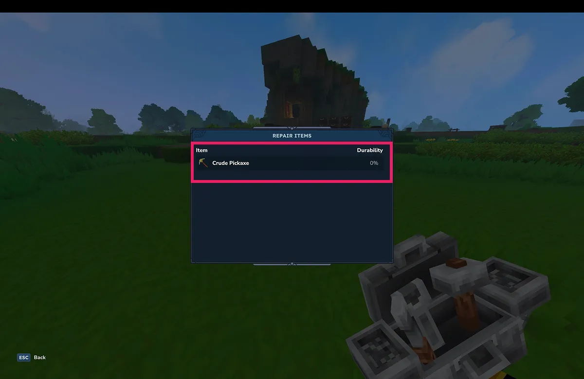 ③修理したい装備を選択して使用