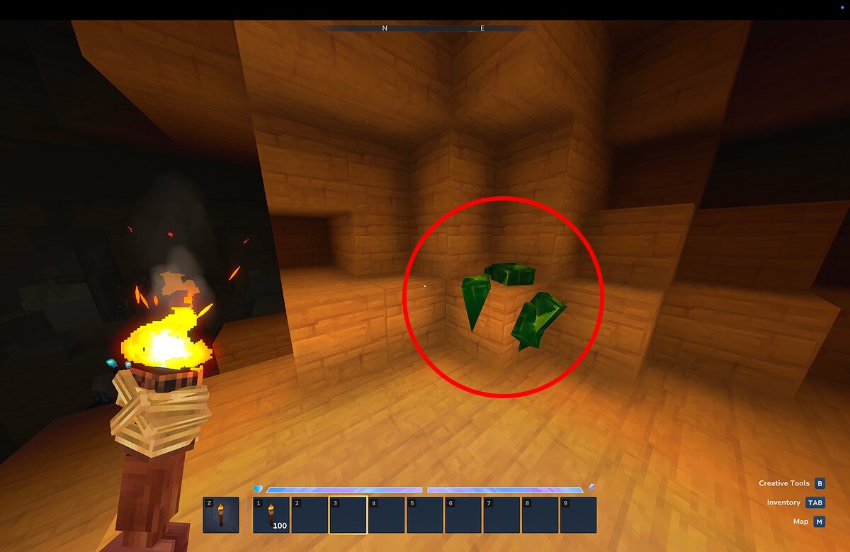 トリウム原石が埋まっている様子