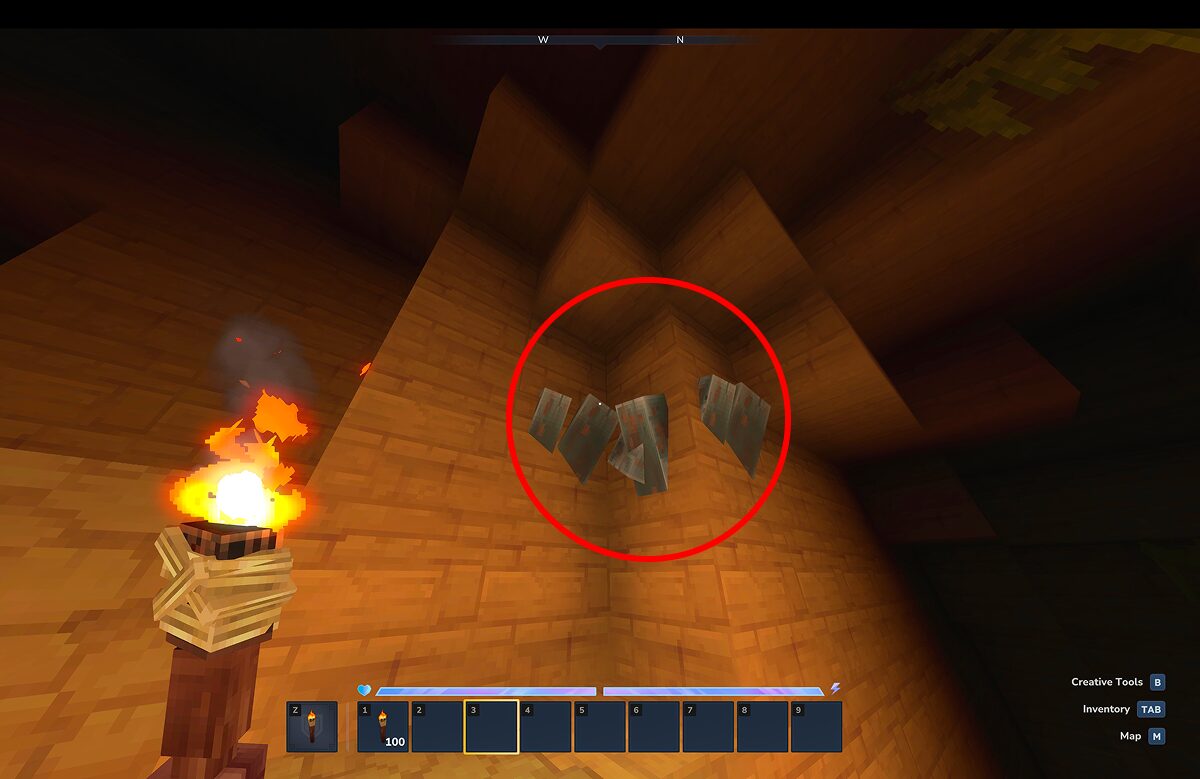 鉄原石が埋まっている様子